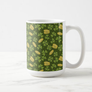 Klee-Blatt-u. Goldmünze-Muster Kaffeetasse