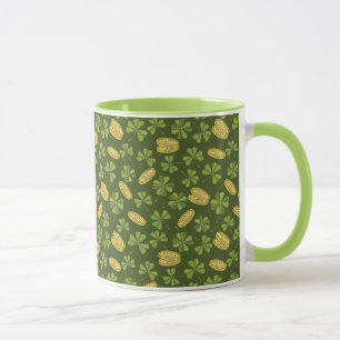 Klee-Blatt-u. Goldmünze-Muster Tasse