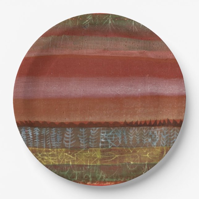 Klee - Flachlandschaft, abstrakte Kunst Pappteller (Vorderseite)