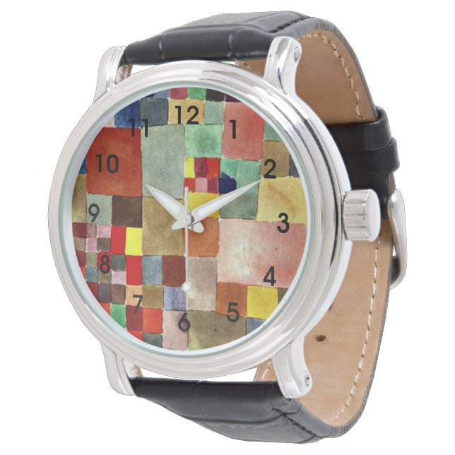 Klee - Flora auf Sand Armbanduhr (Schrägansicht)