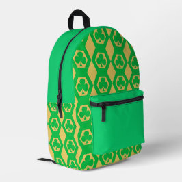 Klee Grün Gelb Sechseckmuster Bedruckter Rucksack