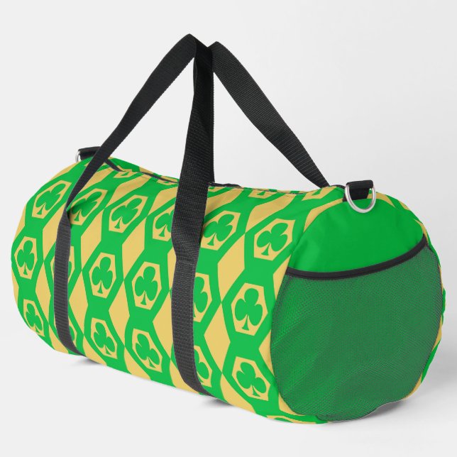 Klee Grün Gelb Sechseckmuster Groß Duffle Bag (Rechte Ecke)