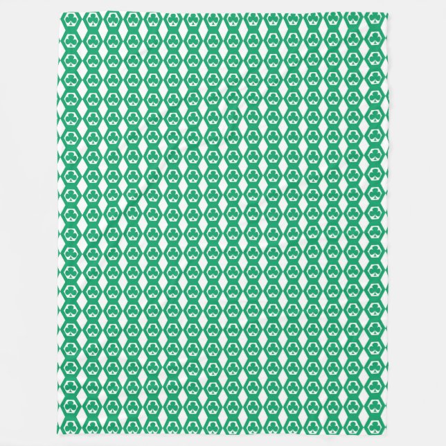 Klee Grün Weiß Sechseck Muster Fleecedecke (Vorderseite)