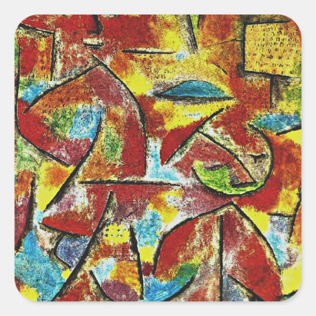 Klee - Kind und Tante, Quadratischer Aufkleber (Vorderseite)