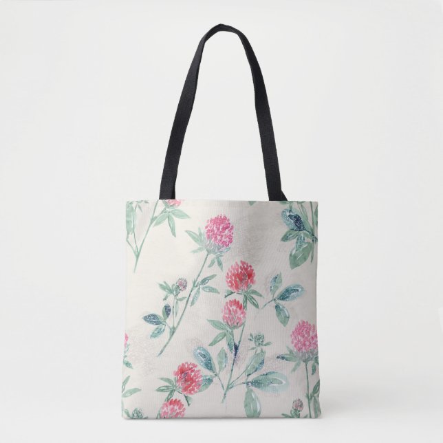 Klee, Kleeblatt auf Beige. Tasche (Vorderseite)