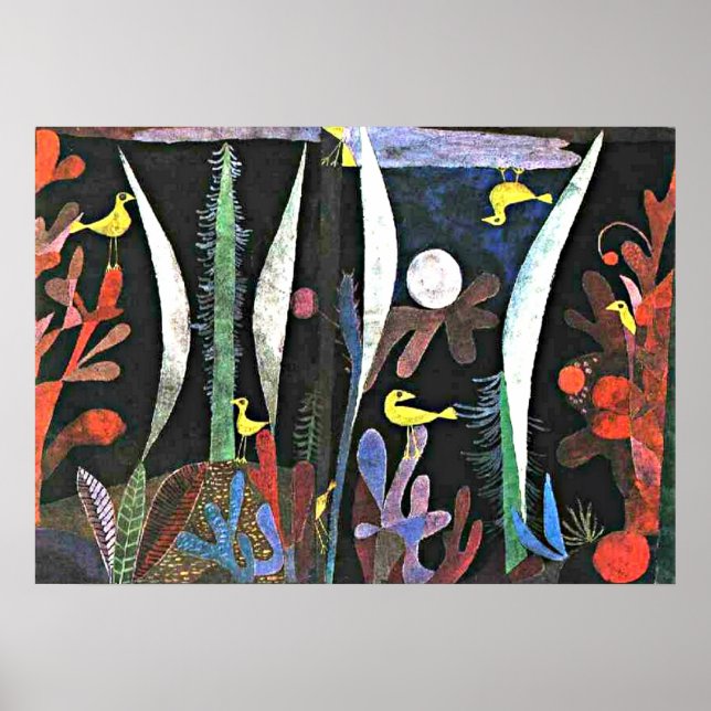 Klee - Landschaft mit Gelben Vögeln Poster (Vorne)
