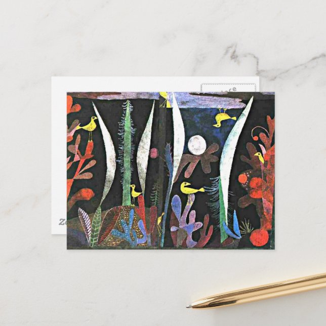 Klee - Landschaft mit Gelben Vögeln Postkarte (Vorderseite/Rückseite Beispiel)