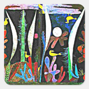 Klee - Landschaft mit Gelben Vögeln Quadratischer Aufkleber