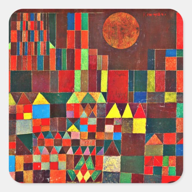 Klee - Schloss und Sun Quadratischer Aufkleber (Vorderseite)