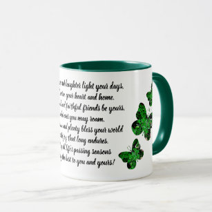 Klee-Schmetterlings-irische Segen-Tasse Tasse
