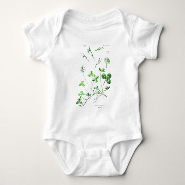 Klee-Vintager botanischer Druck Baby Strampler (Vorderseite)