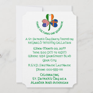 Kleeblatt Aland-Inseln Irland USA-Flaggen Einladung
