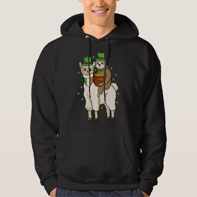 Kleeblatt Alpaca Irish Sloth Riding Llama St Patri Hoodie (Vorderseite)