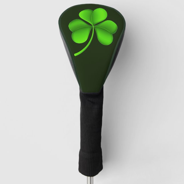 Kleeblatt auf dunkelgrüner Fläche Golf Headcover (Vorderseite)