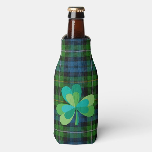 Kleeblatt auf Karierte Flasche Cooler Flaschenkühler (Flaschenvorderseite)