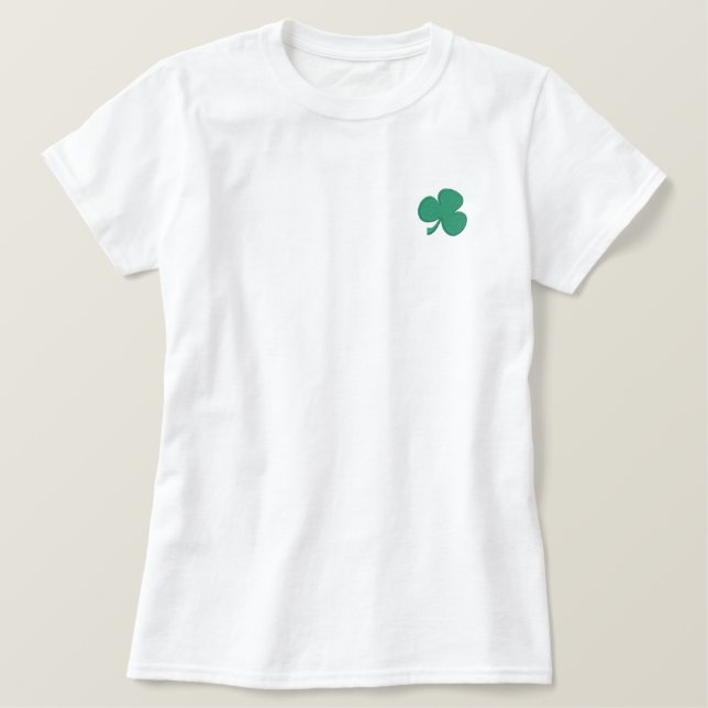 Kleeblatt Besticktes T-Shirt (Design vorne)