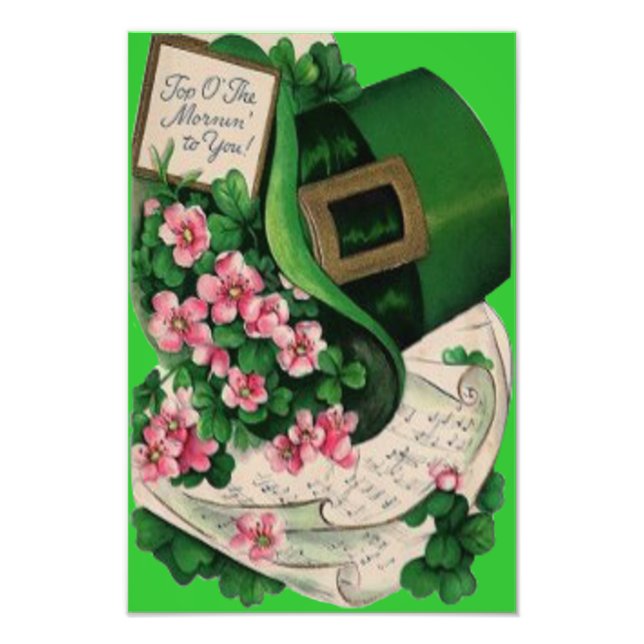 Kleeblatt Blume Leprechaun Hat Sheet Music Fotodruck (Vorne)