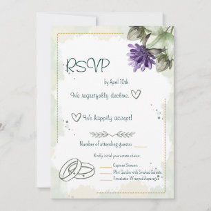 Kleeblatt-Blüten-Aquarell-Blumen-RSVP-Karte Einladung
