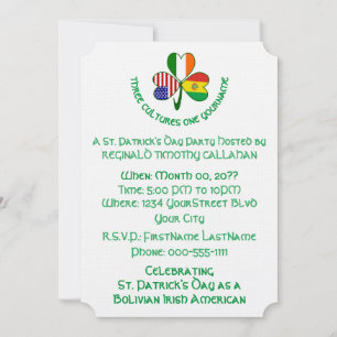Kleeblatt Bolivianische Irland USA-Flaggen Einladung