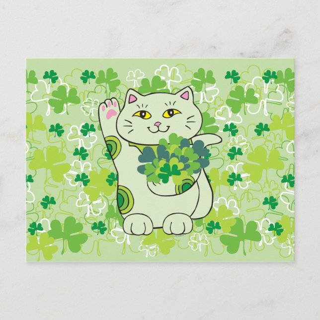 Kleeblatt Bouquet Neko Postkarte (Vorderseite)