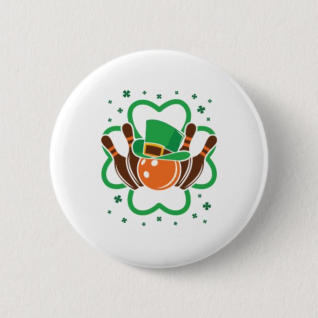 Kleeblatt Bowling Bowler St. Patricks Day Button (Vorderseite)