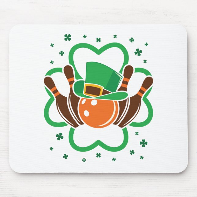 Kleeblatt Bowling Bowler St. Patricks Day Mousepad (Vorne)