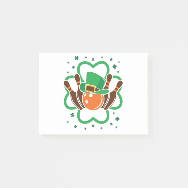 Kleeblatt Bowling Bowler St. Patricks Day Post-it Klebezettel (Vorderseite)