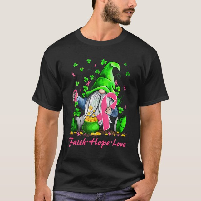 Kleeblatt Brustkrebs Bewusstsein Irish St Pa T-Shirt (Vorderseite)