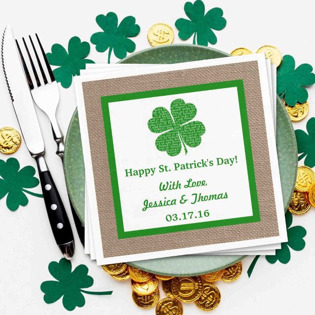 Kleeblatt & Burlap St. Patrick's Day Serviette (Von Creator hochgeladen)