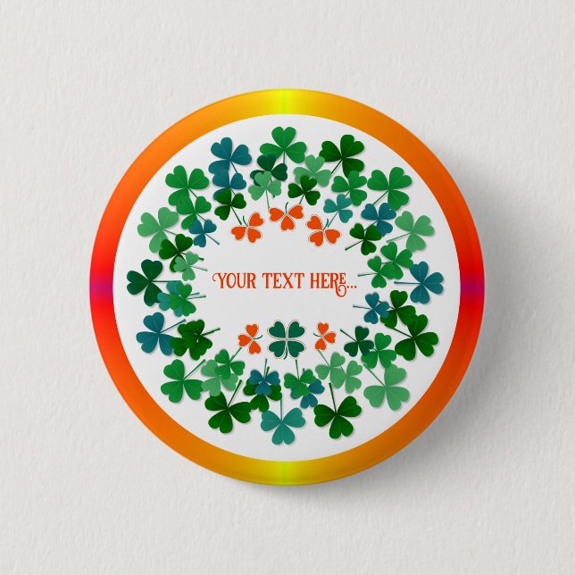 Kleeblatt Circle Custom Text Classic Round Aufkleb Button (Vorderseite)