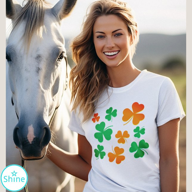 Kleeblatt Clover Green Orange Irish St Patricks Da T-Shirt (Von Creator hochgeladen)