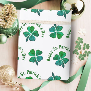 Kleeblatt Clover Green St. Patrick`s Day Geschenkpapier