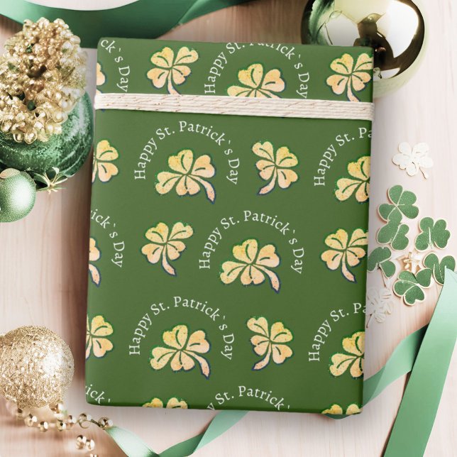 Kleeblatt Clover Green St. Patrick`s Day Geschenkpapier (Von Creator hochgeladen)