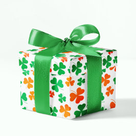 Kleeblatt Clover Green White Orange Ireland Flag Geschenkpapier