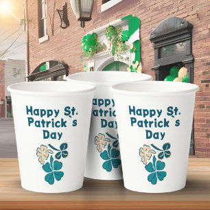 Kleeblatt Clover Irish Happy St Patrick`s Day Pappbecher