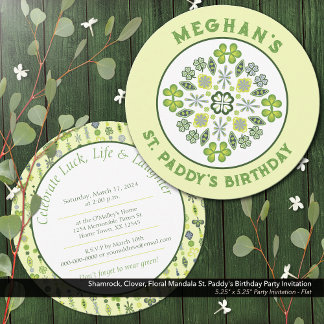 Kleeblatt Clover Mandala St. Paddy's Birthday Part Einladung