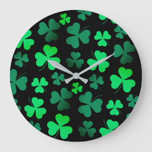 Kleeblatt Clover Moderne Trendfarben und Grün Große Wanduhr