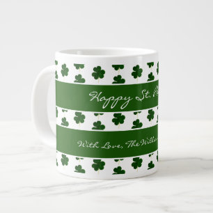 Kleeblatt Clover Muster Custom Text St. Patrick Jumbo-Tasse