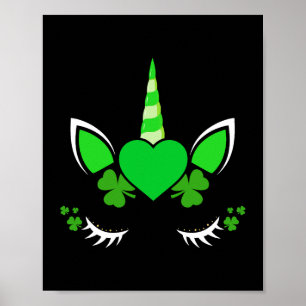 Kleeblatt Clover Unicorn St Patricks Day Girl Poster