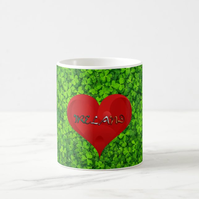 Kleeblatt Clovers Green Irish Heart Liebe Irland Kaffeetasse (Mittel)