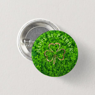 Kleeblatt Clovers Green Irish Symbol Irland Button