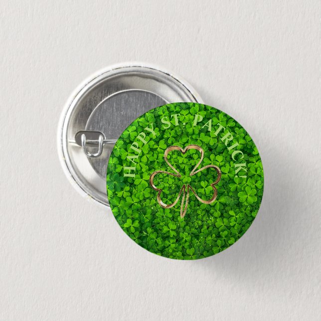 Kleeblatt Clovers Green Irish Symbol Irland Button (Vorne & Hinten)