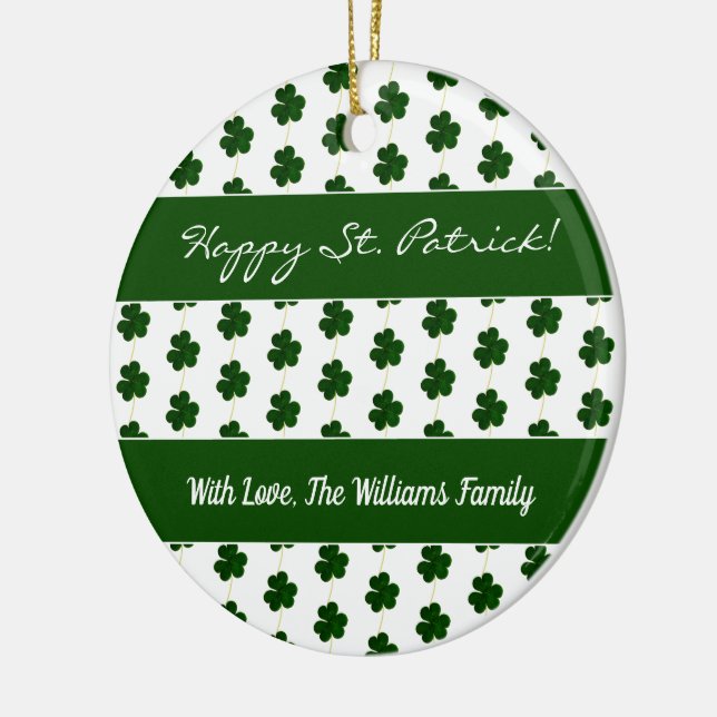 Kleeblatt Clovers Muster Happy St Patrick Custom Keramik Ornament (Links)