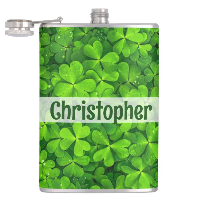 Kleeblatt Clovers Name hinzufügen Flachmann (Geöffnet)