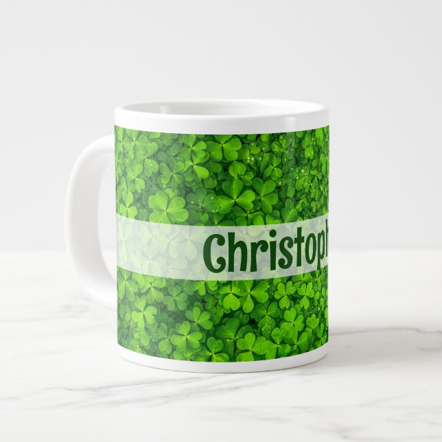 Kleeblatt Clovers Personalisiert Jumbo-Tasse (Vorderseite Links)