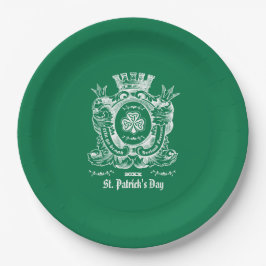 Kleeblatt Coat of Arm St. Patrick's Day Pappteller