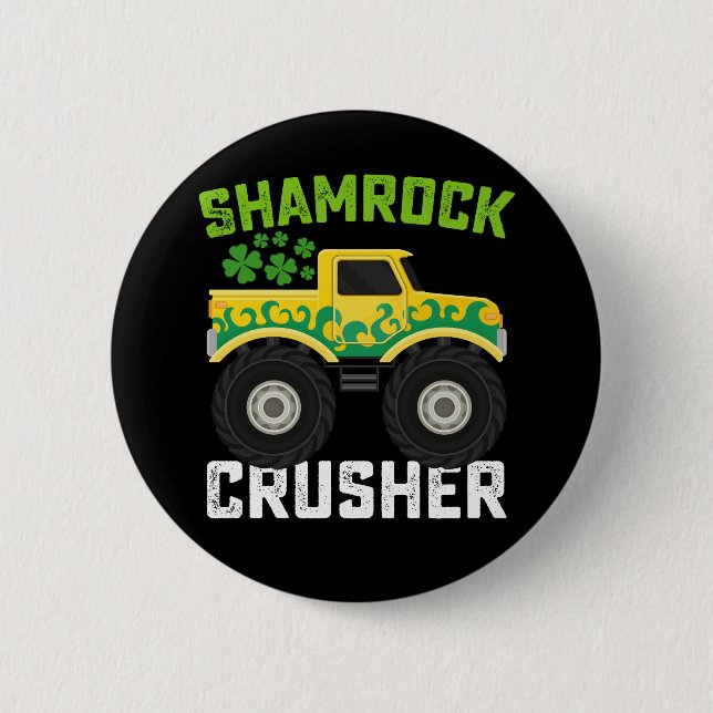 Kleeblatt Crusher Monster Truck St Patrick's Day Button (Vorderseite)