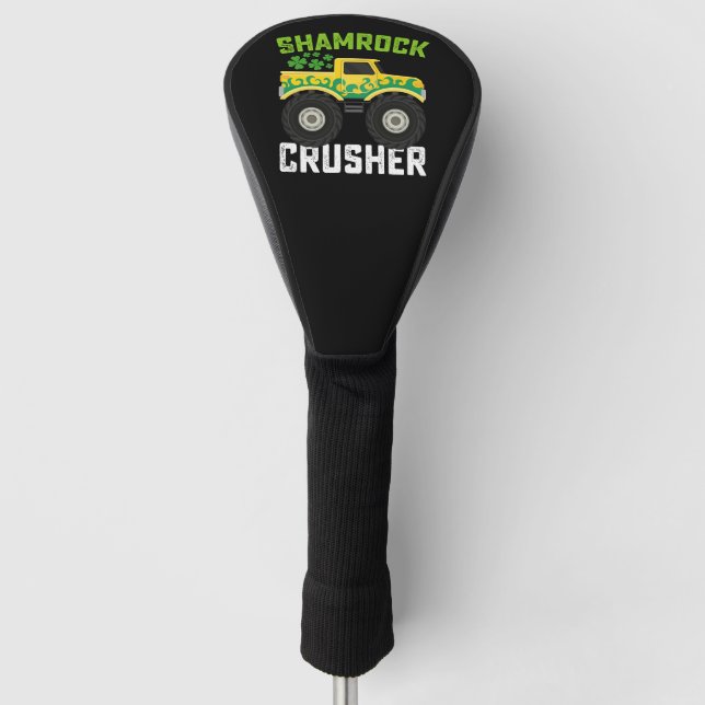 Kleeblatt Crusher Monster Truck St Patrick's Day Golf Headcover (Vorderseite)