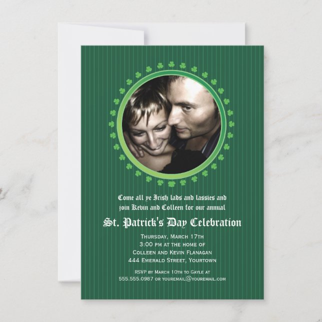 Kleeblatt Double Porthole St Patricks Day Party Einladung (Vorderseite)