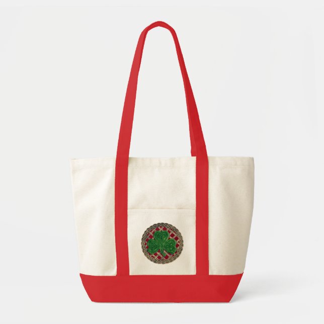 Kleeblatt, Gitter und keltische Knochen auf der ro Tragetasche (Vorne)